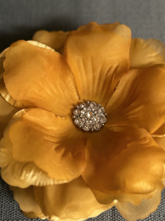 6 inch Orange Polyester Organza Flower Brooch  Pin for Lapel & Hair