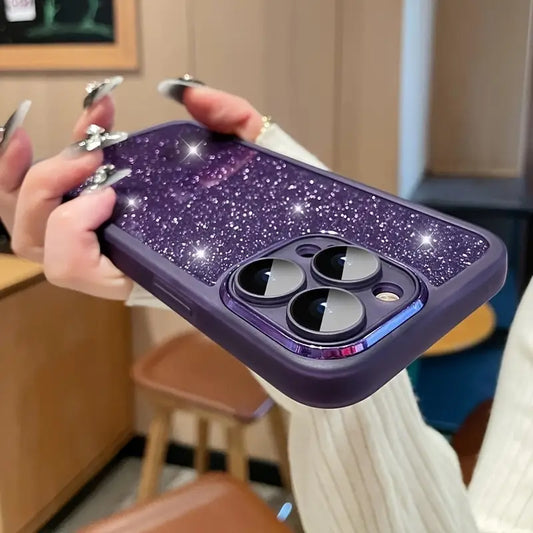 Deep Purple Luxury Gradient Glitter soft Bling Case for lPhone 16