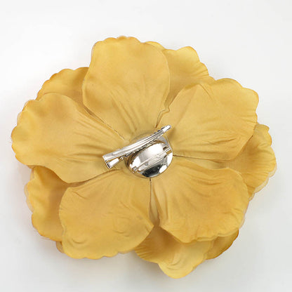 6 inch Orange Polyester Organza Flower Brooch  Pin for Lapel & Hair