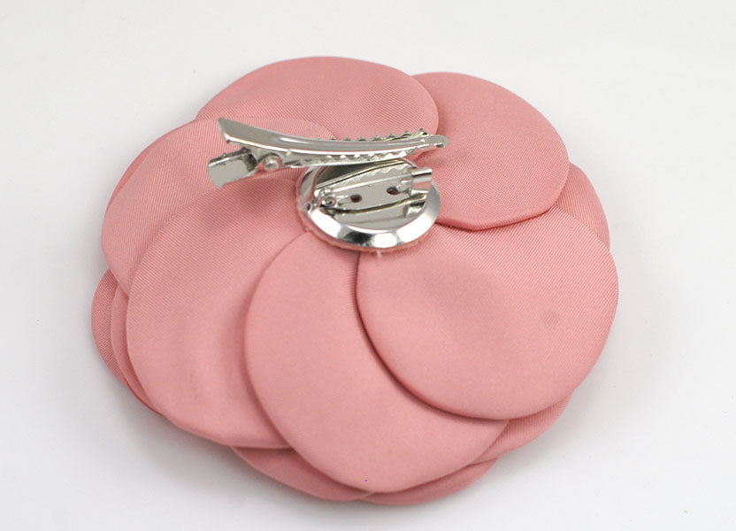 Extra Large Netting Fabric Flower Brooch Pin Pink