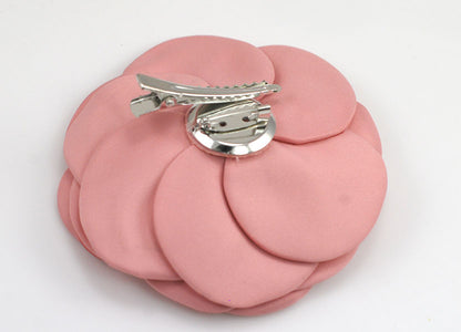 Extra Large Netting Fabric Flower Brooch Pin Pink