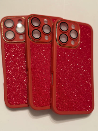 Apple Red & Gold Festive Camera Lens Frame Phone case for IPhone 16