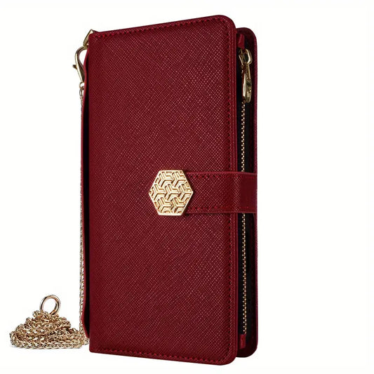 lPhone 16 Hardware Chain with Zipper, Wallet, Multi Slot Phone Case
