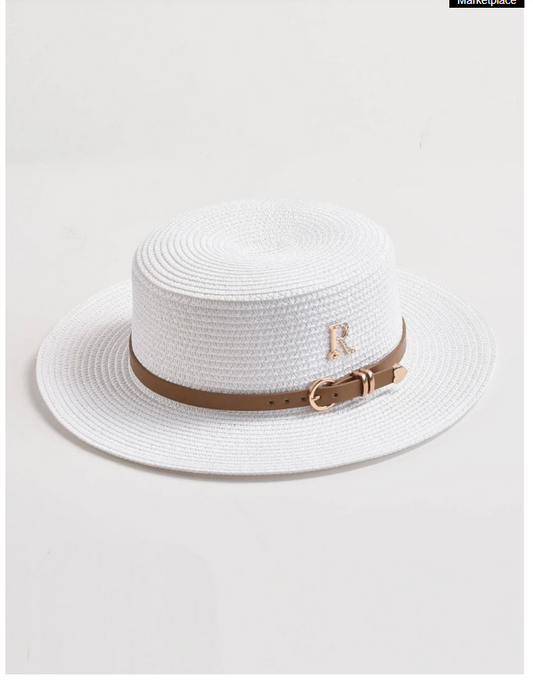 Woven Letter & Belt Decor Sun Hat