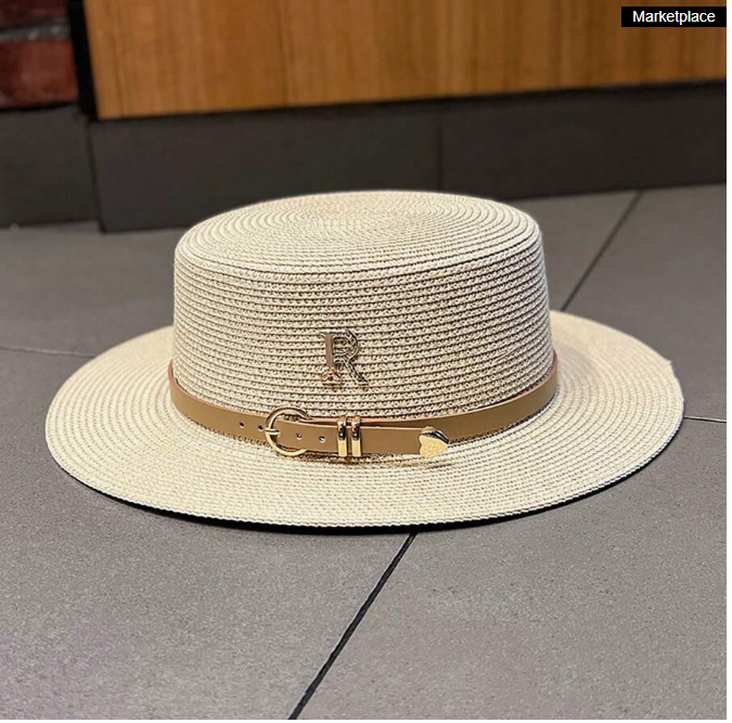 Woven Letter & Belt Decor Sun Hat
