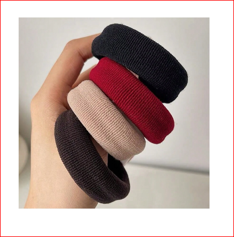 Five Piece Multicolored Elastic  Hair Bands