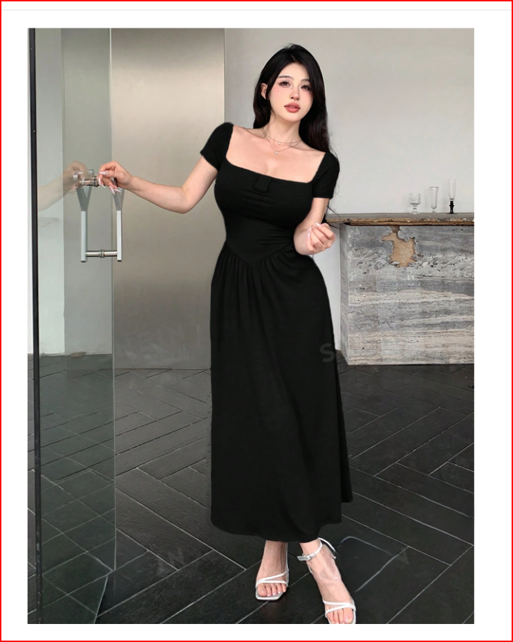 Exotic Square Neck Short Sleeve Dress