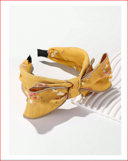 Orange Fabric floral Bowknot Headband