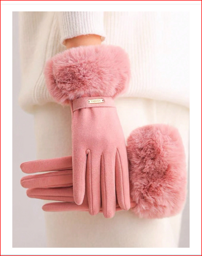 1 Pair of Plush Lined Fashionable Warm Driving Gloves