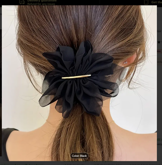 Flower Chiffon Vintage Pleated Ponytail Hair Pin