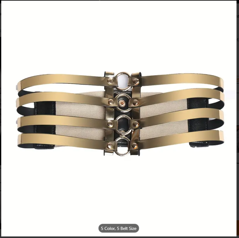 Golden Elastic Hollow out Waistband Corset Belt