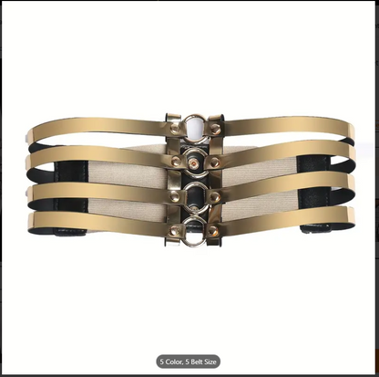 Golden Elastic Hollow out Waistband Corset Belt