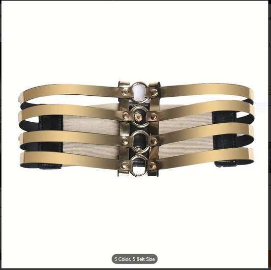 Golden Elastic Hollow out Waistband Corset Belt