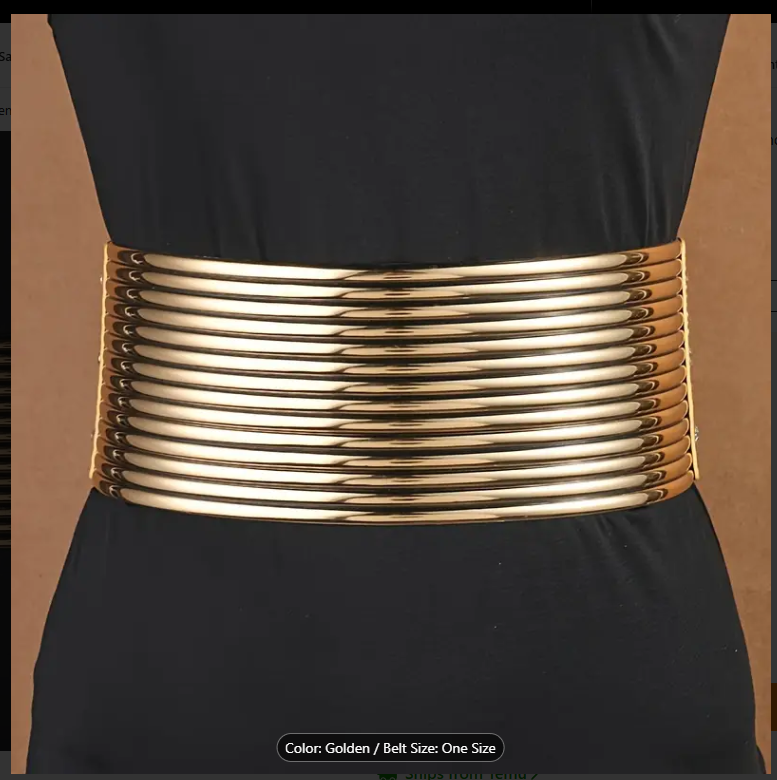 Stylish Golden Silvery Wide Elastic Waistband Belts