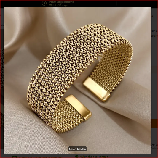 Stainless Steel Braided Mesh Open Bracelet