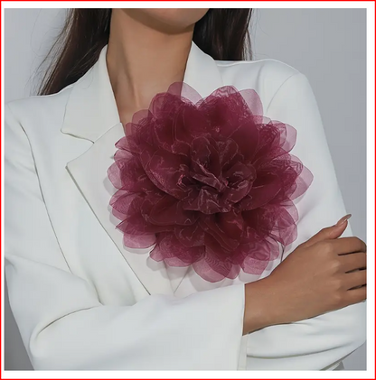 Angola Red Boho Chic Satin Flower Brooch Pin