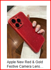 Apple Red & Gold Festive Camera Lens Frame Phone case for IPhone 16