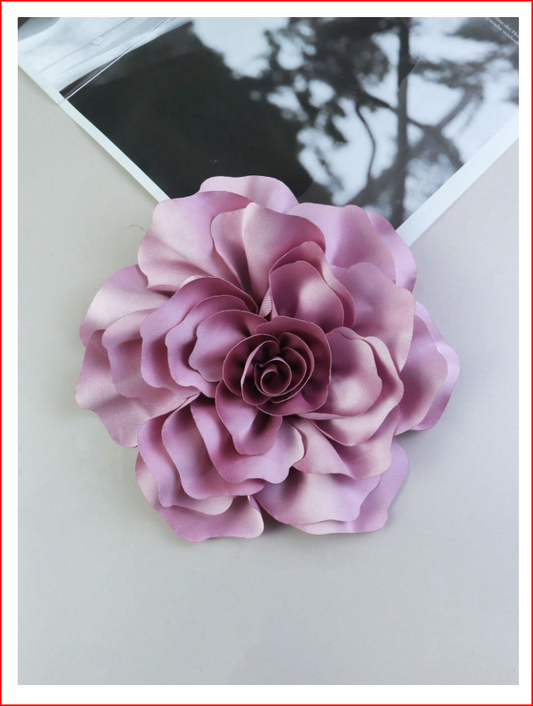 20CM 3D Satin Peony Flower Handmade Extra Large Brooch Pin, Purple