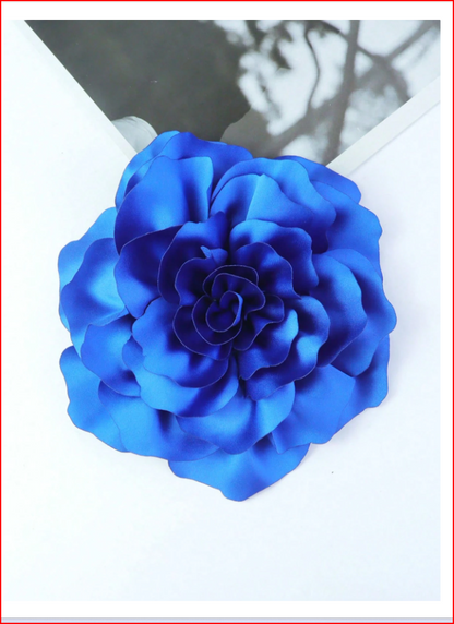20CM 3D Satin Peony Flower Handmade Brooch Pin, Royal Blue