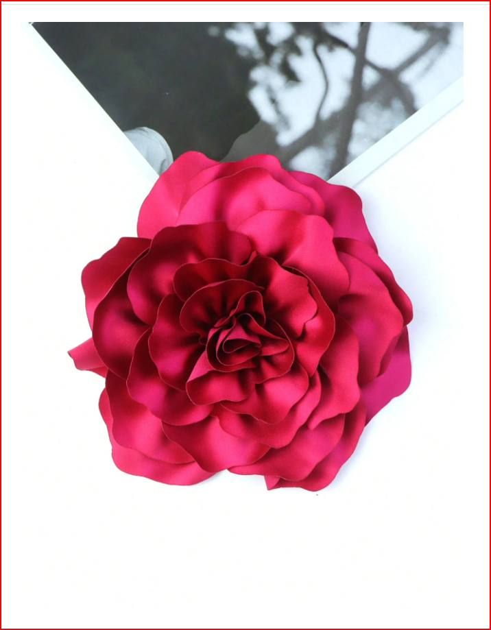 20Cm 3D Satin Peony Flower handmade Brooch Hot Pink