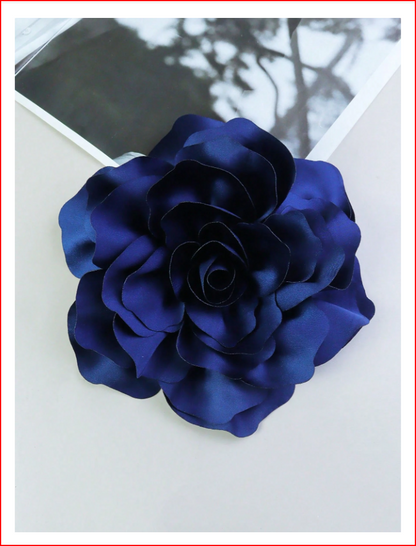 20CM 3D Satin Peony Flower Handmade Brooch Pin, Blue