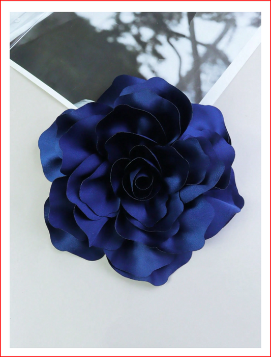 20CM 3D Satin Peony Flower Handmade Brooch Pin, Blue