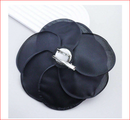 Beige Extra Large Gauze Mesh Fabric Flower Brooch Pin
