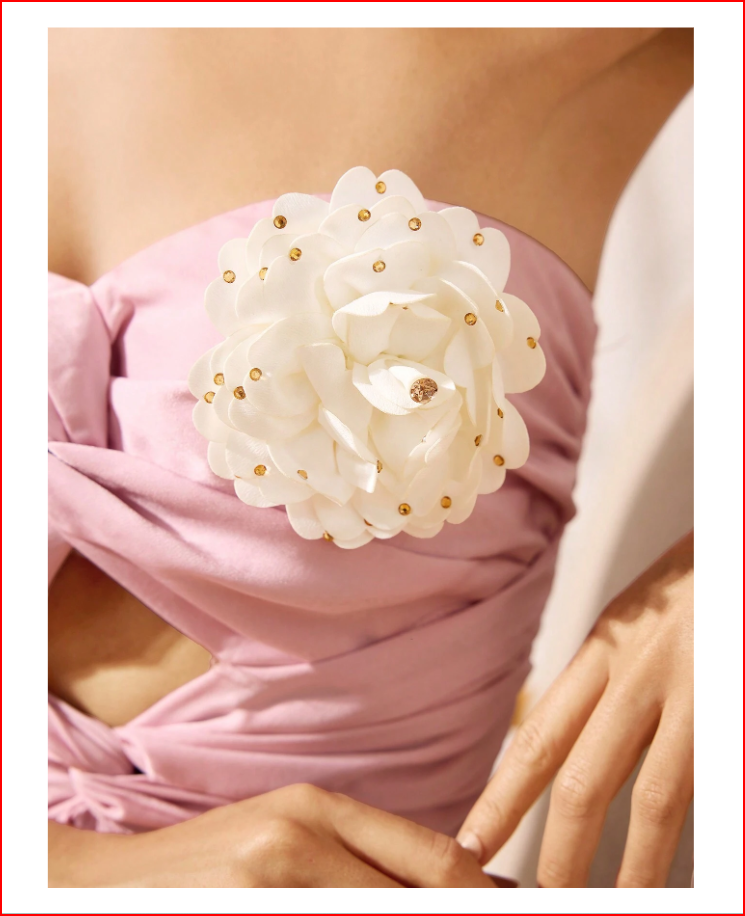 Polyester, Fabric Flower Pin for Girls Dress