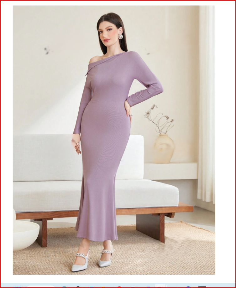 Asymmetric Collar Batwing Sleeve Dress
