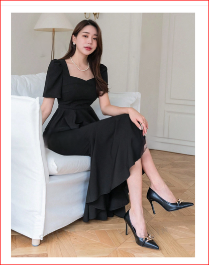 Exquisite Two-Piece Set of Square Neck Top and Mermaid Skirt