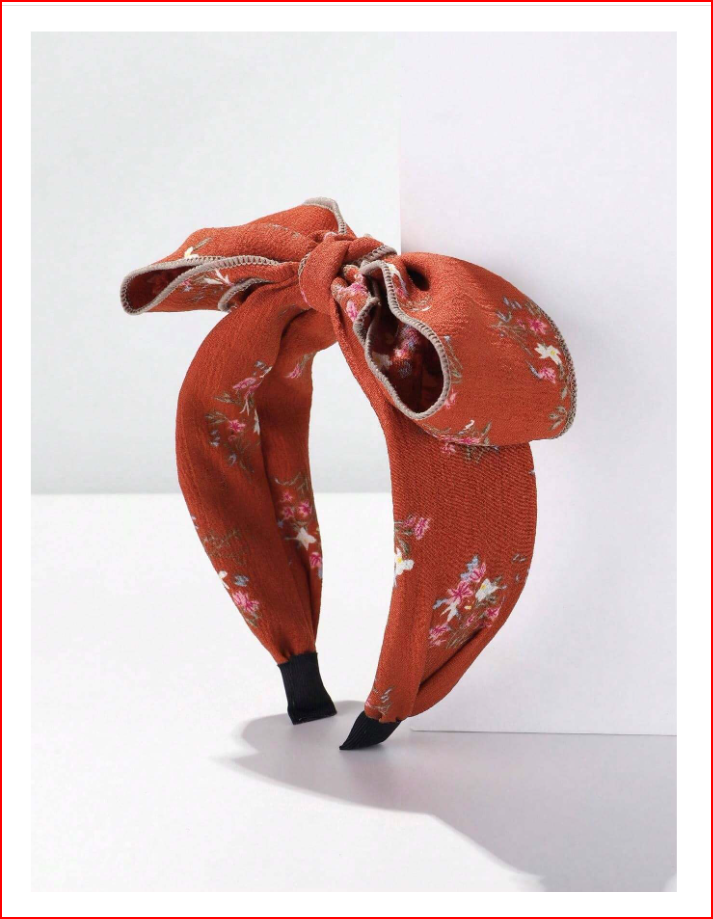 Black Fabric Floral Bowknot Headband