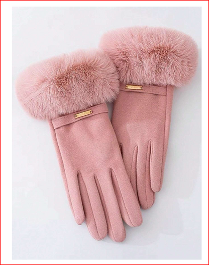 1 Pair of Plush Lined Fashionable Warm Driving Gloves