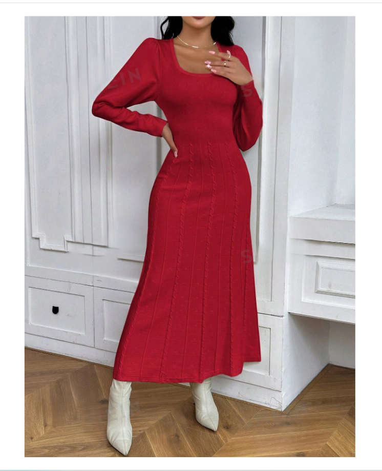 Red Elegant Fishtail Sweater Dress