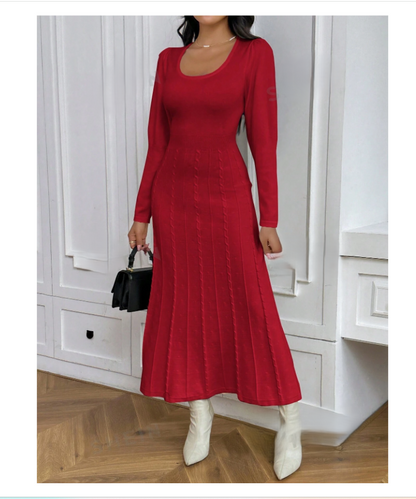 Red Elegant Fishtail Sweater Dress