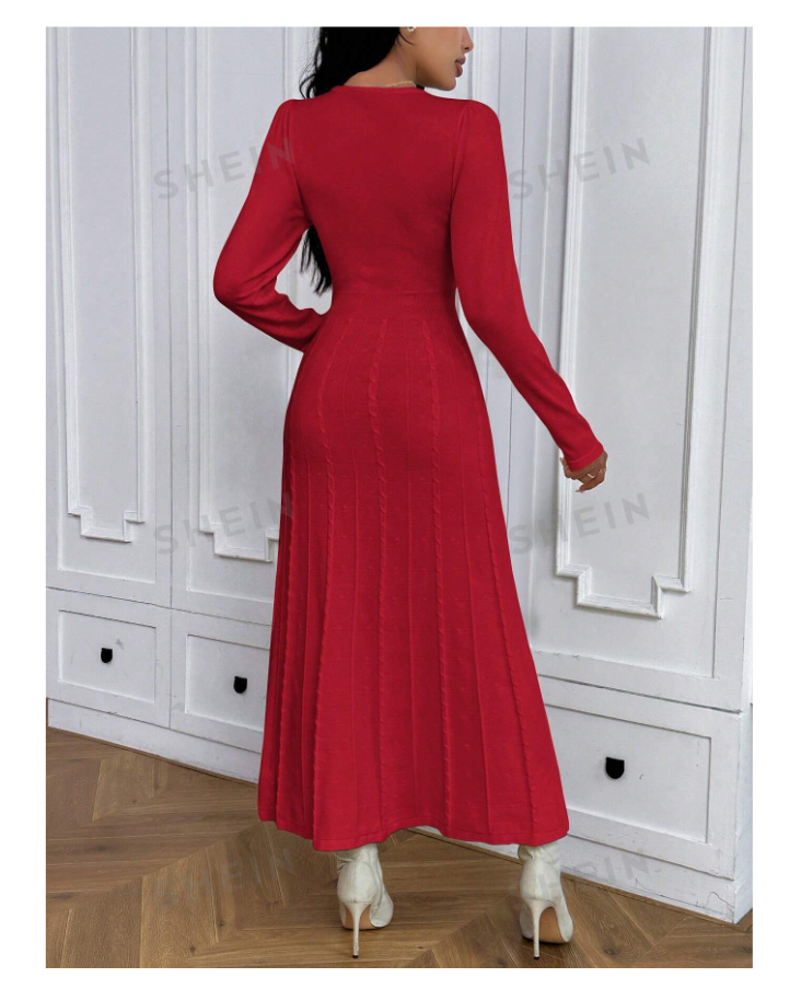 Red Elegant Fishtail Sweater Dress