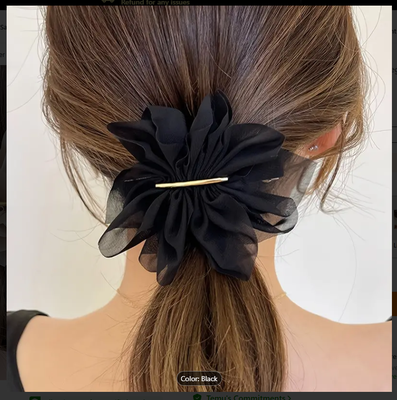 Flower Chiffon Vintage Pleated Ponytail Hair Pin