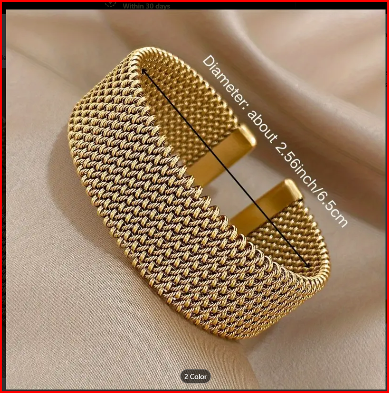 Stainless Steel Braided Mesh Open Bracelet