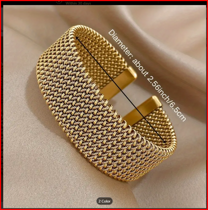 Stainless Steel Braided Mesh Open Bracelet