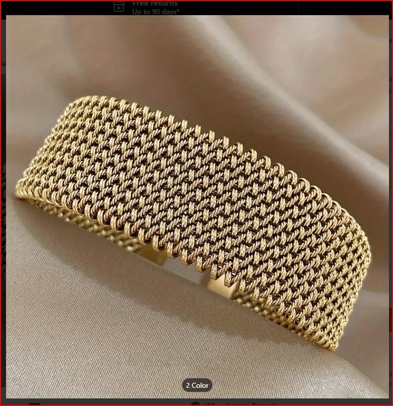 Stainless Steel Braided Mesh Open Bracelet
