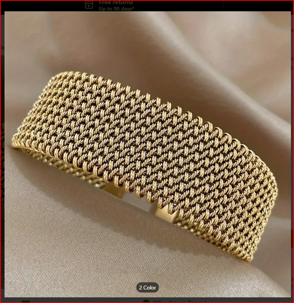 Stainless Steel Braided Mesh Open Bracelet