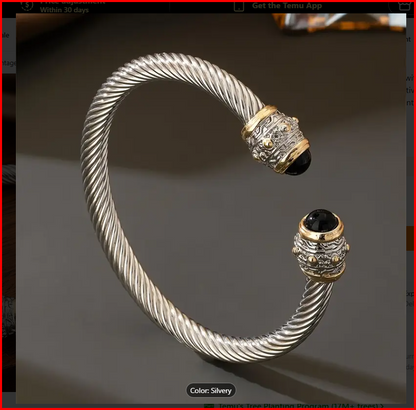 Stainless Steel Cable Twist Cuff Bracelet