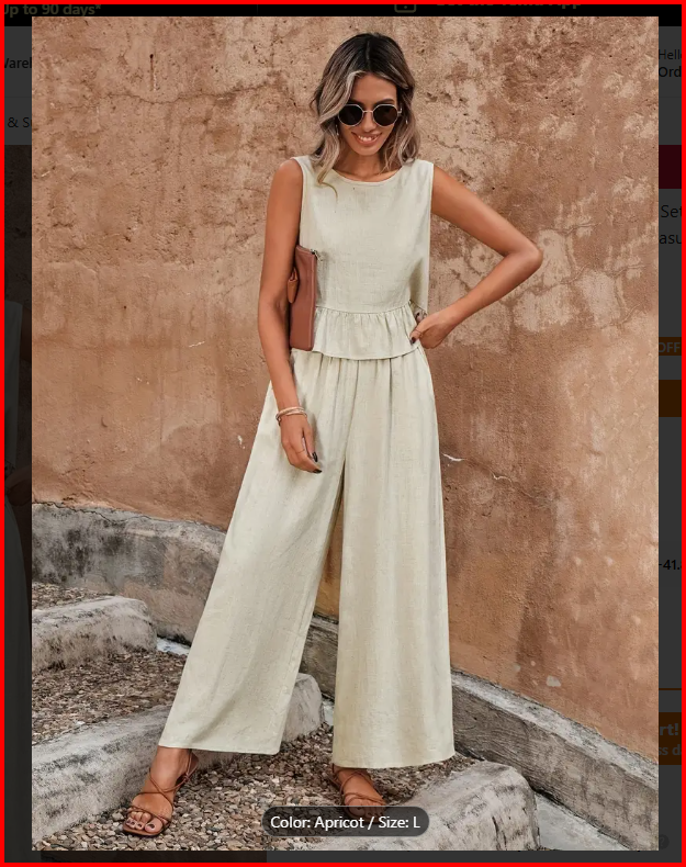 Ruffle Hem Sleeveless Button Back Tank Top Pant Set