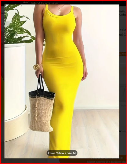 Yellow Bodycon Sleeveless Maxi Dress