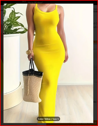Yellow Bodycon Sleeveless Maxi Dress