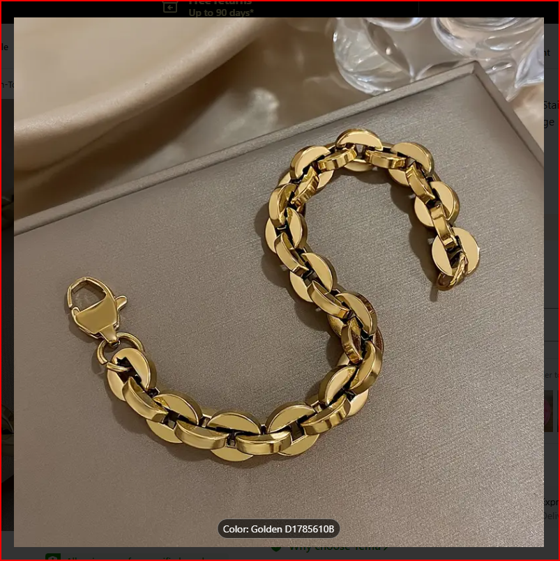 Gold-Tone Stainless Steel Chain Bracelet