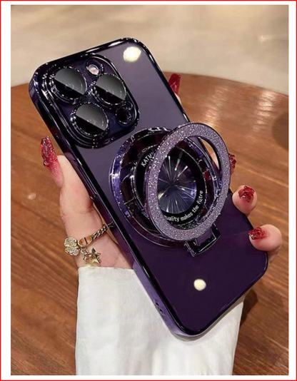Purple Electroplated Magnetic Adsorption, Glitter Hardware Bracket for lPhone 16Pro