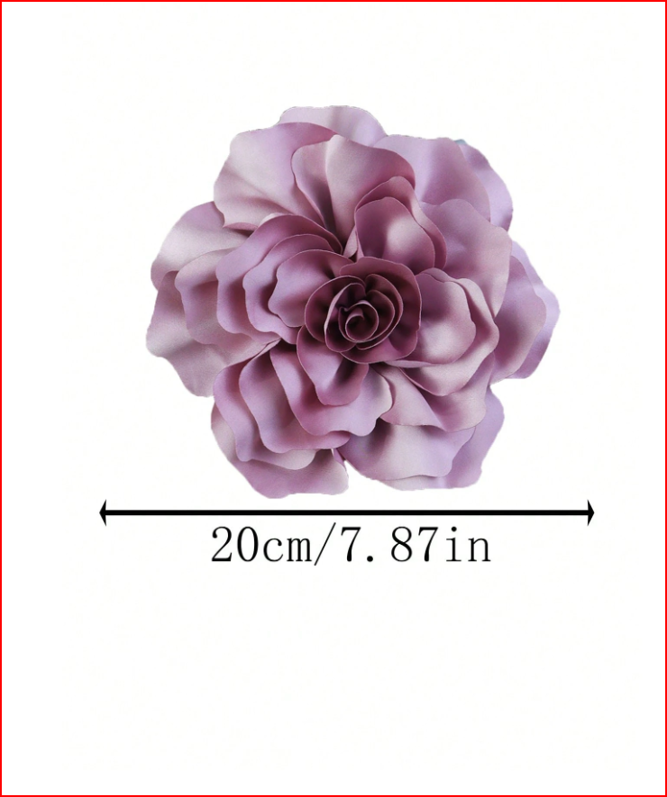 20Cm 3D Satin Peony Flower handmade Brooch Hot Pink