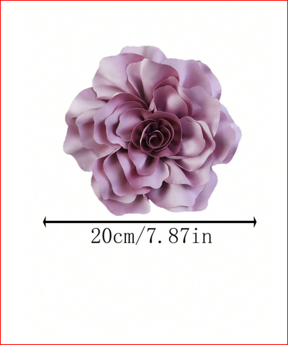 20Cm 3D Satin Peony Flower handmade Brooch Hot Pink