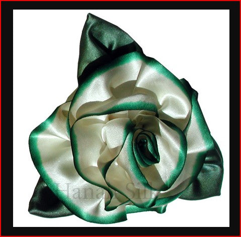 Silk Flower Brooch Winter Green  L