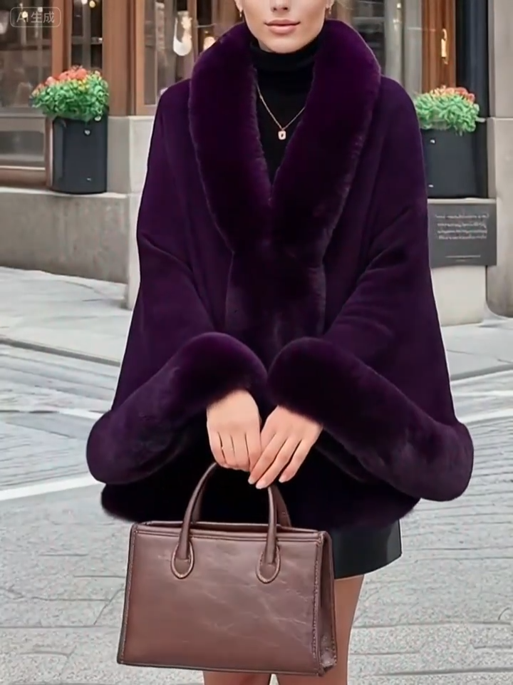 Opulent Purple Faux Fur Cape